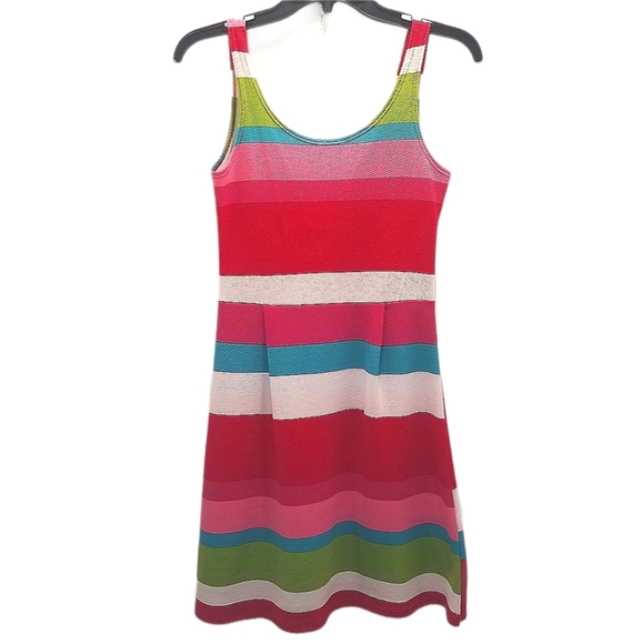 Tovia USA Junior's Size Small Dress Fitted Striped Spring Summer Bright Tank - Picture 1 of 6